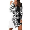 thumbnail image 2 of Fall New Arrivals Dresses!Brilliant Dresses for Women Long Sleeve Women's Trendy Sexy Vintage Printed Round Button Dresses Black S, 2 of 6
