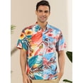 thumbnail image 2 of Lars Amadeus Camisas hawaianas de playa con botones estampados florales tropicales de verano para hombre Verde azul XXL Unique Bargains Camisas, 2 of 6