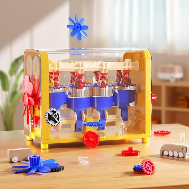 Kits de juguete modelo de motor, Kits de artesanía de tecnología educativa, equipo DIY, ensamblaje de motor para niños, juguete, invención mecánica Amarillo