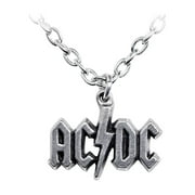 Alchemy Ac/Dc Licensed Lightning Bolt Logo Let There Be Rock Pewter Necklace Silver Small