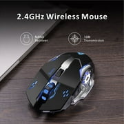 Uiosmuph Wireless Mouse Rechargeable Silent LED Computer Gaming Mouse with USB Receiver