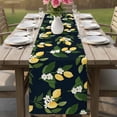 thumbnail image 4 of Lemons Leaves Table Runner 70 Inches, Summer Fruits Floral Botanical Black Bed Runner Dresser Scarves Tabletop for Indoor Outdoor Parties/Ceremony/Banquet, 13" x 70", 4 of 9