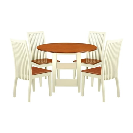 East West Furniture Sudbury 5 Piece Round Extending Dining Table Set