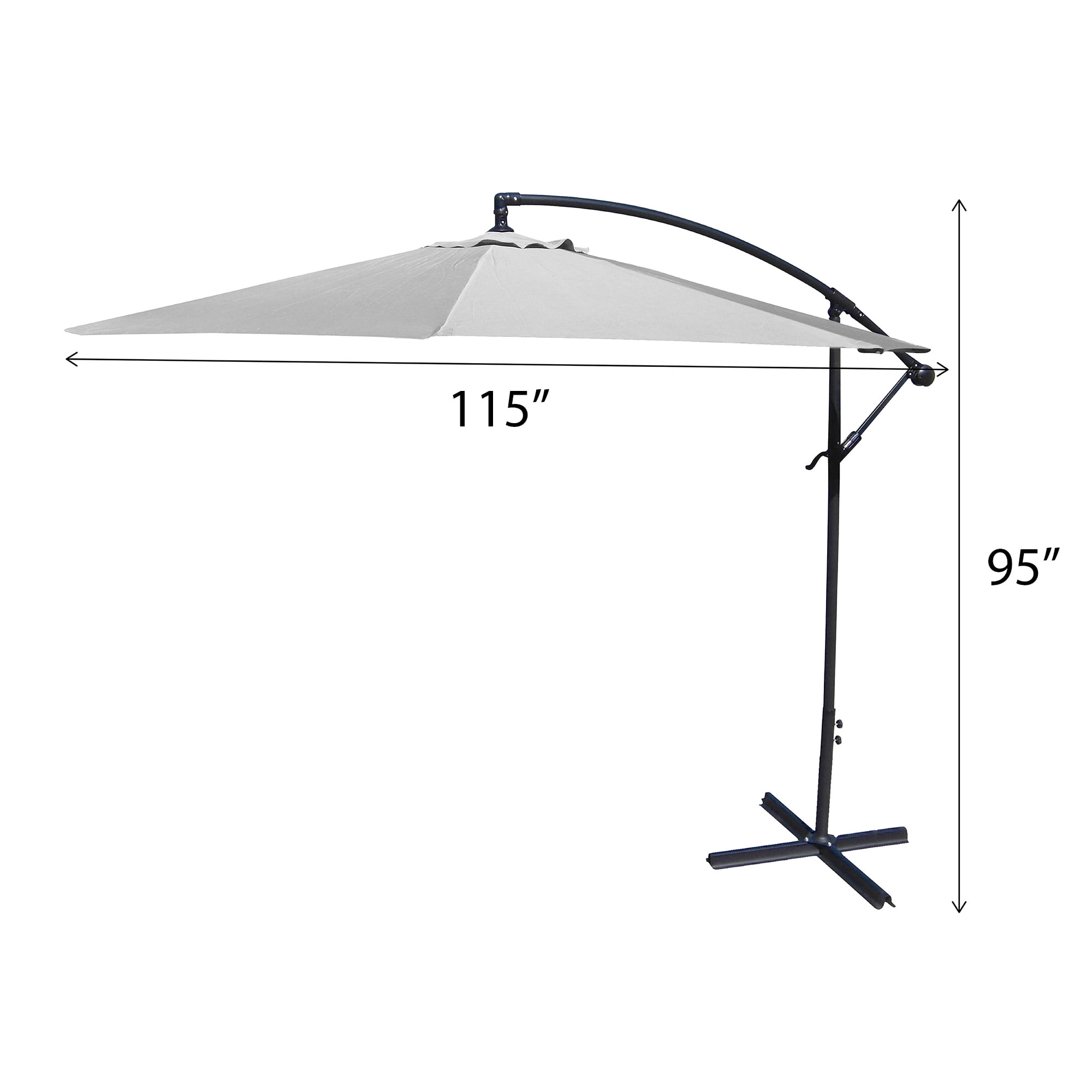 Jordan Manufacturing 8' Black Solid Octagon Folding Offset Cantilever Patio Umbrella with Crank Opening