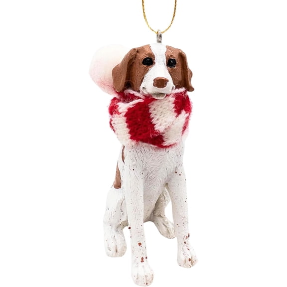 Brittany Spaniel Dog Lovers Gift Christmas Tree Ornament with Candy Cane Scarf