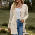 thumbnail image 4 of Durtebeua Long Sleeve Open Front Casual Knit Sweaters Coat Soft Outwear Womens Cable Knit Cardigan, 4 of 6
