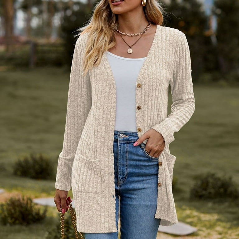 Women's Cozy Textured Solid Color Long Sleeve Cardigan Sweater" Cardigan  Pocket Front Open Cardigan Women Womens V Neck Sweater Summer Light Weight Cardigan  Womens Light Sweaters Maternity Cardigans - Walmart.com