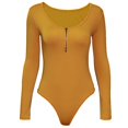 thumbnail image 7 of Plus Size Skinny Solid Color Scoop Neck Long Sleeve Bodysuit,Women's Open Crotch Bodysuit Zipper Bottom Jumpsuit Bodysuits, 7 of 7