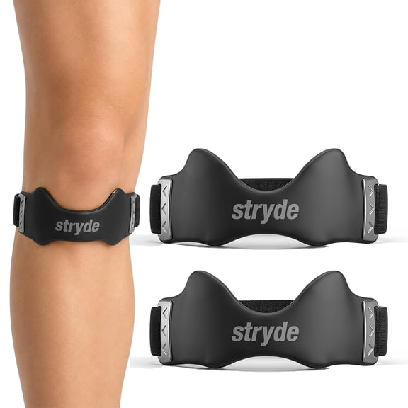 Stryde Precision Knee Strap, 2026 Upgraded Patellar Tendon Support with Silicone Lock-Point Pad, Adjustable Non-Slip Breathable Knee Brace for Running, Cycling & Fitness, One Size (2pcs)