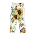 thumbnail image 5 of Balery Sunflowers Leaves And Birds print Women's Pajama Pants,Ultra Lightweight Pjs,Lounge Pant-Small, 5 of 9
