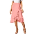 thumbnail image 1 of Unique Bargains Women's Ruffle Hem Tie Layers High Waist Summer Chiffon Midi Skirt, 1 of 5