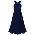 thumbnail image 2 of Manyakai Kids Girls Floral Lace Chiffon Sleeveless Bridesmaid Wedding Party Maxi Flower Girl Dress Navy Blue 16, 2 of 7