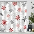 thumbnail image 2 of Snowflake Shower Curtain for Bathroom Christmas Shower Curtains Winter Shower Curtain Holiday Shower Curtain Set with 12 Hooks Xmas Red and Grey Christmas Bathroom Decor, 72" W X 72" H, 2 of 6