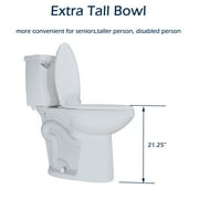 WinZo WZ5888C 21.25-inch Extra Tall Two Piece Toilet Elongated 1.28 GPF Front Flush for Seniors Porcelain White