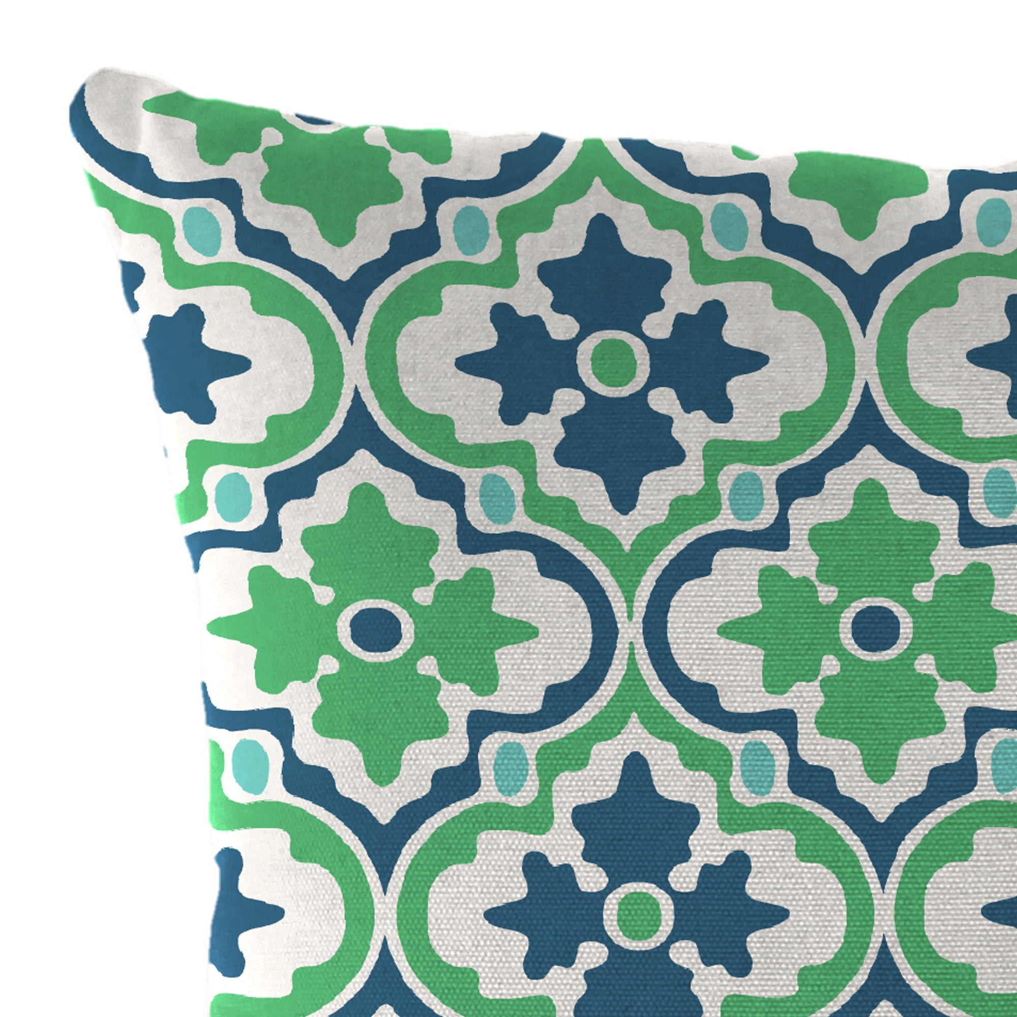 Jordan Manufacturing 16" x 16" Vesey Sea Mist Blue and Green Quatrefoil Square Outdoor Throw Pillow (2 Pack)