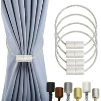 4 Pack Magnetic Curtain Tiebacks Curtain Holdbacks Curtain Ties Outdoor Curtain Tiebacks Modern Rope Tiebacks Drapery Holdbacks Tie Backs for Curtains (White, 4)
