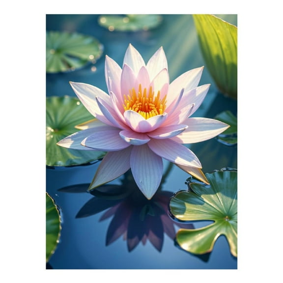 Diamond Art Kits for Adults, Water Lily Blossom Reflecting Serenity 5D Diamond Painting Kits for Adults Beginners, DIY Full Drill Diamond Painting, Gem Art and Crafts 12x16