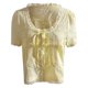 thumbnail image 5 of Camiseta de encaje con aberturas para mujer a la moda - Cuello redondo, lazo y manga corta, 5 of 6