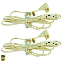 Royal Designs, Inc. Heavy Duty Extension Cord with Indicator light for Indoor & Outdoor, 12 ft long, Beige, 3 Outlet Prong Grounded Wire UL Listed, Set of 2