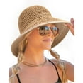 thumbnail image 1 of Gorro de sol FURTALK Summer Straw Beach para mujer UPF 50, color caqui, 1 of 6