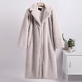 thumbnail image 4 of Womens Winter Warm Lapel Fuzzy Coat Jacket Overcoat Spliced Mid Length Coat Suit Collar Women's Fur Fur Jackets Coats L, 4 of 4
