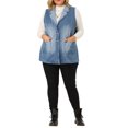 thumbnail image 2 of Agnes Orinda Women's Plus Size Denim Vests Sleeveless Lapel Jean Jackets with Pockets 4X Blue, 2 of 8