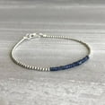 thumbnail image 3 of Blue Sapphire 3mm Rondelle Shape Faceted Cut Beads 7 inch Silver Plated Clasp Bracelet for men, women, unisex. Link Chain Stacking Bracelet.|LINK_01585, 3 of 4