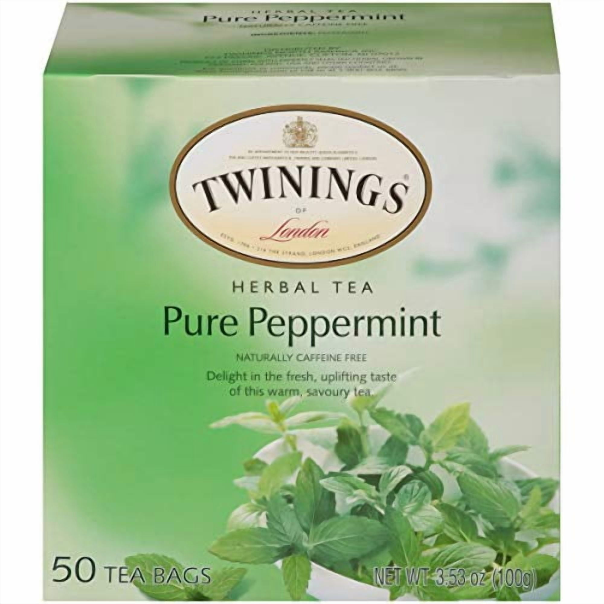 (3 pack) Twinings, Herbal Tea, Pure Peppermint, Caffeine Free, 50 Tea Bags, 3.53 oz