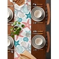 thumbnail image 3 of Table Runner 72 Inches Long for Kitchen Dining, Red Teal Starfish Coastal Dresser Scarf Farmhouse, Dining Table Decorations for Wedding/Parties, Summer Beach Nautical Coral Sea 14 x 72 In, 3 of 9