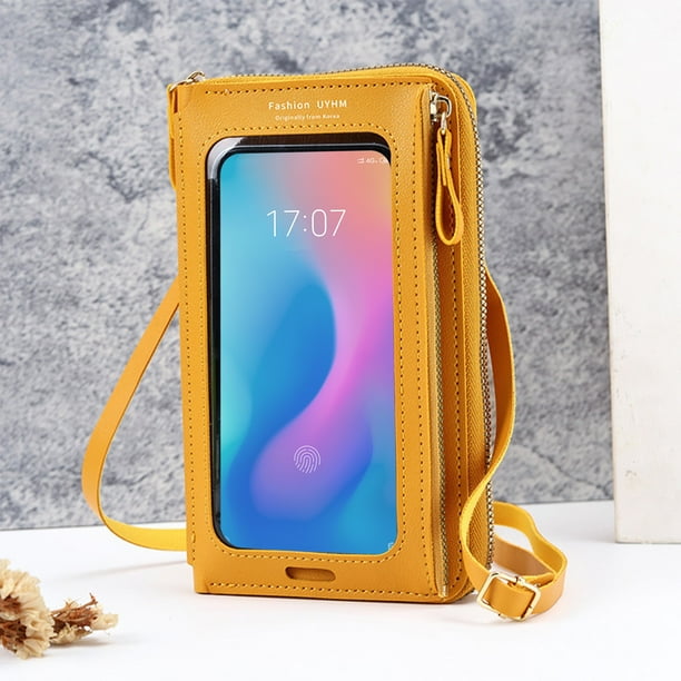 Xihbxyly Bolso Bandolera con Pantalla Táctil, Bolsillo Transparente para Teléfono, Ranura de Carga Usb, Diseño de Billetera con Monedero, Ideal para Viajes Al Aire Libre, Regalo de Cumpleaños, Acceso