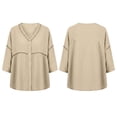thumbnail image 7 of Craaazy Women's Plus Size Casual Linen Blend Top, V Neck 3/4 Sleeve Solid Color Button Up Blouse, Comfortable Shirt for Everyday Outfits, 7 of 7