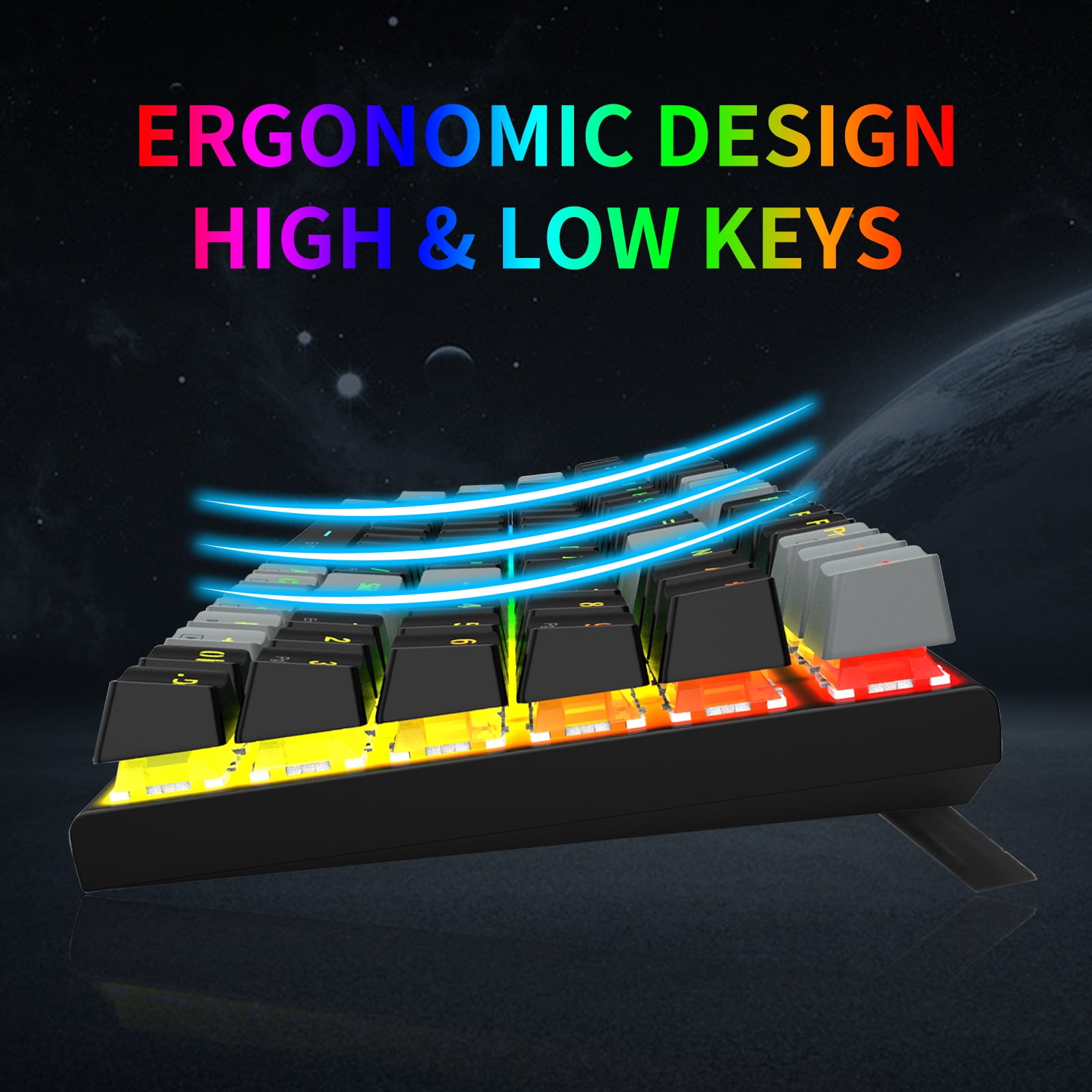 E-YOOSO Z-19 Mechanical Gaming Keyboard with Number Pad, True RGB Backlit, Hot Swappable Blue Switches, Pro Software Supported, Wired Compact 94 Keys for PC/Computer/Laptop, Black Grey