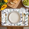 thumbnail image 4 of Green Grey Botanical Placemats Set of 6, Watercolor Spring Floral Summer Leaf Placemats for Dining Table, Place Mats for Kitchen Tabletop, Waterproof Wipeable Dining Table Mats Set, 4 of 9