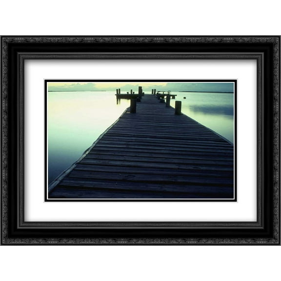 Pier 1 2x Matted 24x18 Black Ornate Framed Art Print by PhotoINC Studio