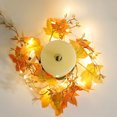 thumbnail image 5 of Beautynvta Fall Candle Rings Wreath, 7.9'' Artificial Maple Leaf Wreath Candle Holders with LED Lights, for Fall Thanksgiving Halloween Table Centerpiece Decor, 5 of 6