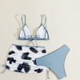 thumbnail image 4 of Fesfesfes 6-13Years Girls 3 Piece Swimsuits with Skirts Tropical Gradient Print Swim Bathing Suits Teen Girls'Beach Swimwear Strap Bikini Set(Blue#1,10-11 Years), 4 of 7