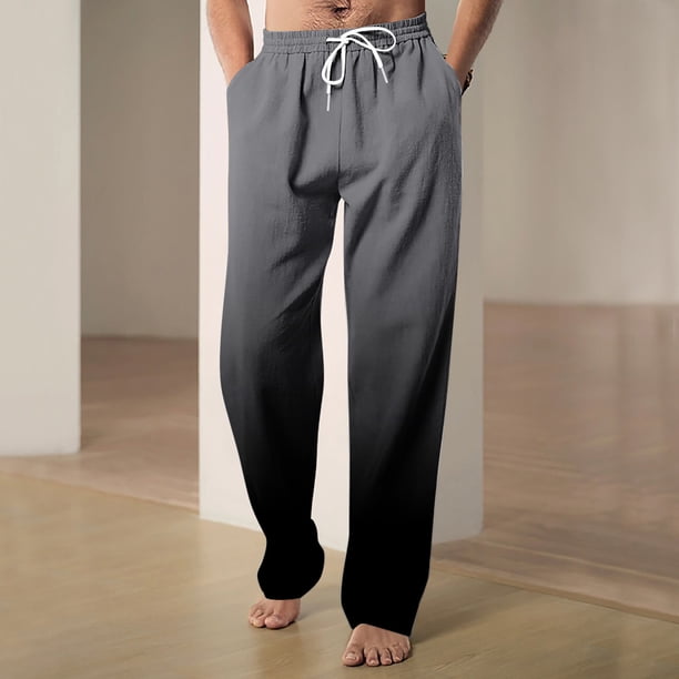 Pantalones largos de moda para hombre con cordón elástico en la cintura y color degradado, pantalones casuales de longitud completa para hombre.
