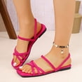 thumbnail image 4 of Summer Casual Closed Sandals Women Women's Fashionable And Casual Spring And Summer Comfortable And Versatile Elegant One-Strap Thin Strap Low-Heeled Flat Sandals Hot Pink 42, 4 of 6