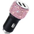 thumbnail image 1 of Dual USB Car Charger,SAVORI Car Adapter Bling Bling Rhinestones Crystal Car Decorations for Fast Charging Car Decors for iPhone Xs Max X Plus, iPad Pro/Mini, Samsung(Pink), 1 of 7