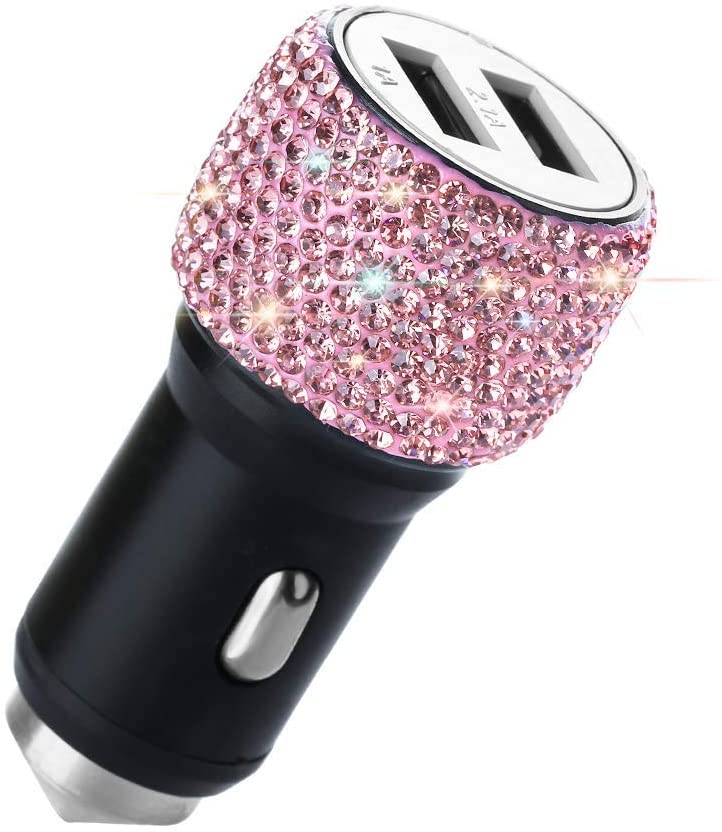 Quick Charge Dual USB Car Charger Car Adapter Bling Bling Bling Rhinestone  Crystal for Fast Charging Car Decoration for iPhone Xs Max XR X Plus,  iPad Pro/Air 2/Mini, Samsung