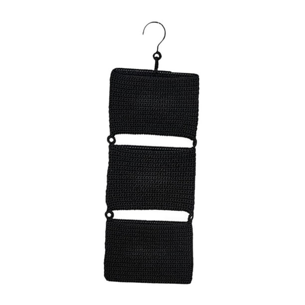 Juego de cestas colgantes de 3 piezas, organizador colgante de pared tejido con asas extraíbles Negro