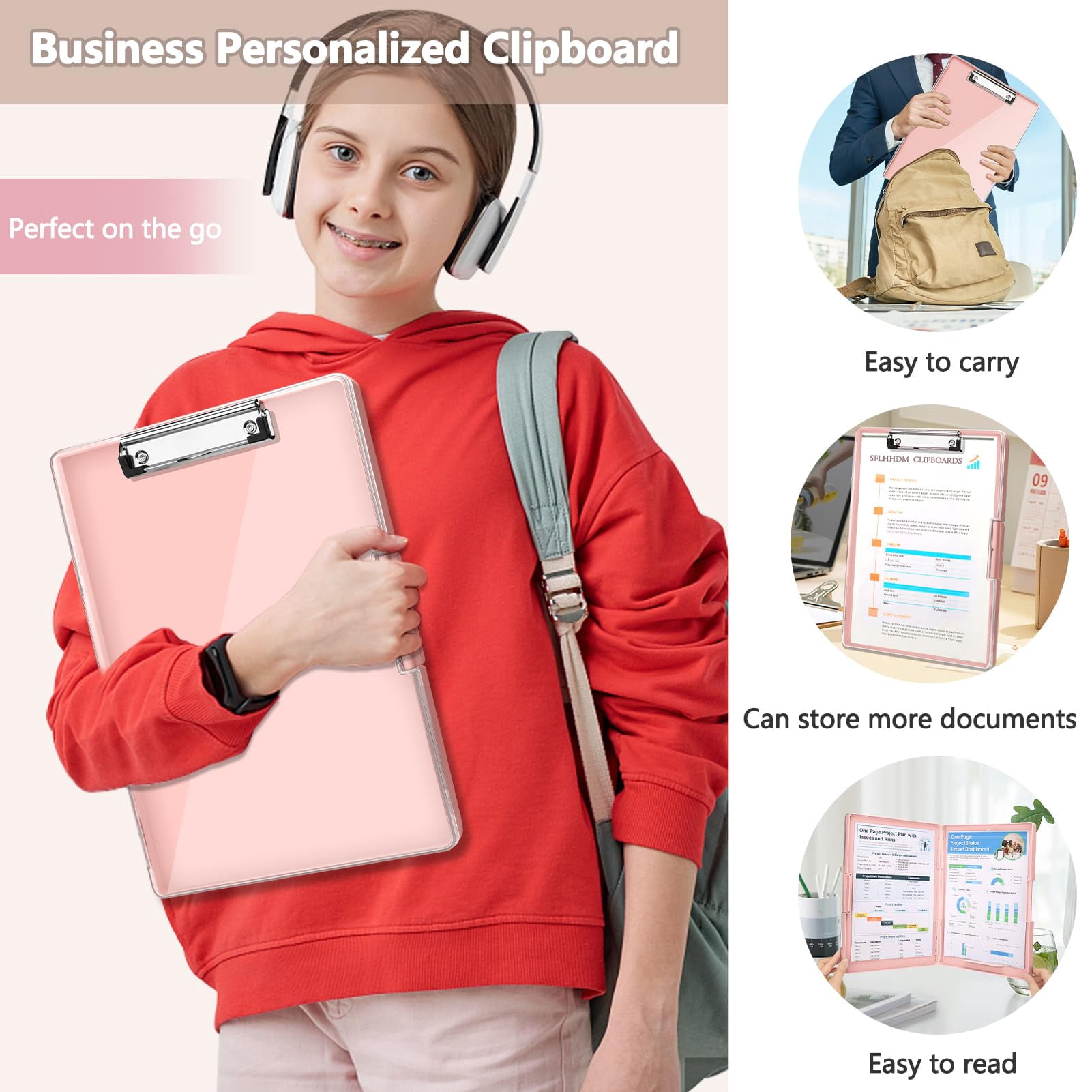 Clipboard with Storage,Heavy Duty Clip Boards 8.5x11 with 2 Storage Case,Clear Visible Top Panel Storage Clipboards,Side Opening Clip Boards,Nursing Clipboard Folder Case for Office Supplies-Purple