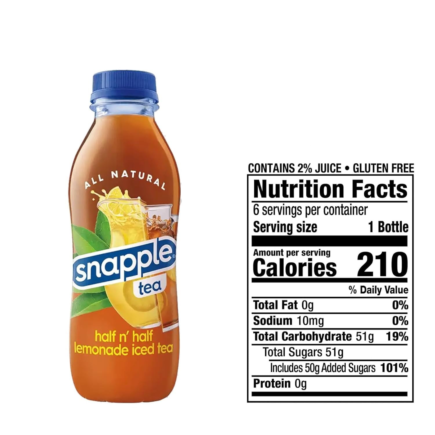 Snapple Half n' Half All Natural Fruit Juice Drink,Gluten Free 16 fl oz Plastic Bottles, 12-Pack