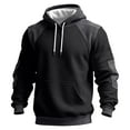 thumbnail image 2 of Men's Colorblock Hooded Sweatshirt, Oversized Casual Pullover Fleece Hoodie for Streetwear, Lounge,Black,L, 2 of 5