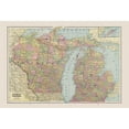 thumbnail image 2 of Cram 14x11 White Modern Wood Framed Museum Art Print Titled - Michigan, Wisconsin - Cram 1892, 2 of 4