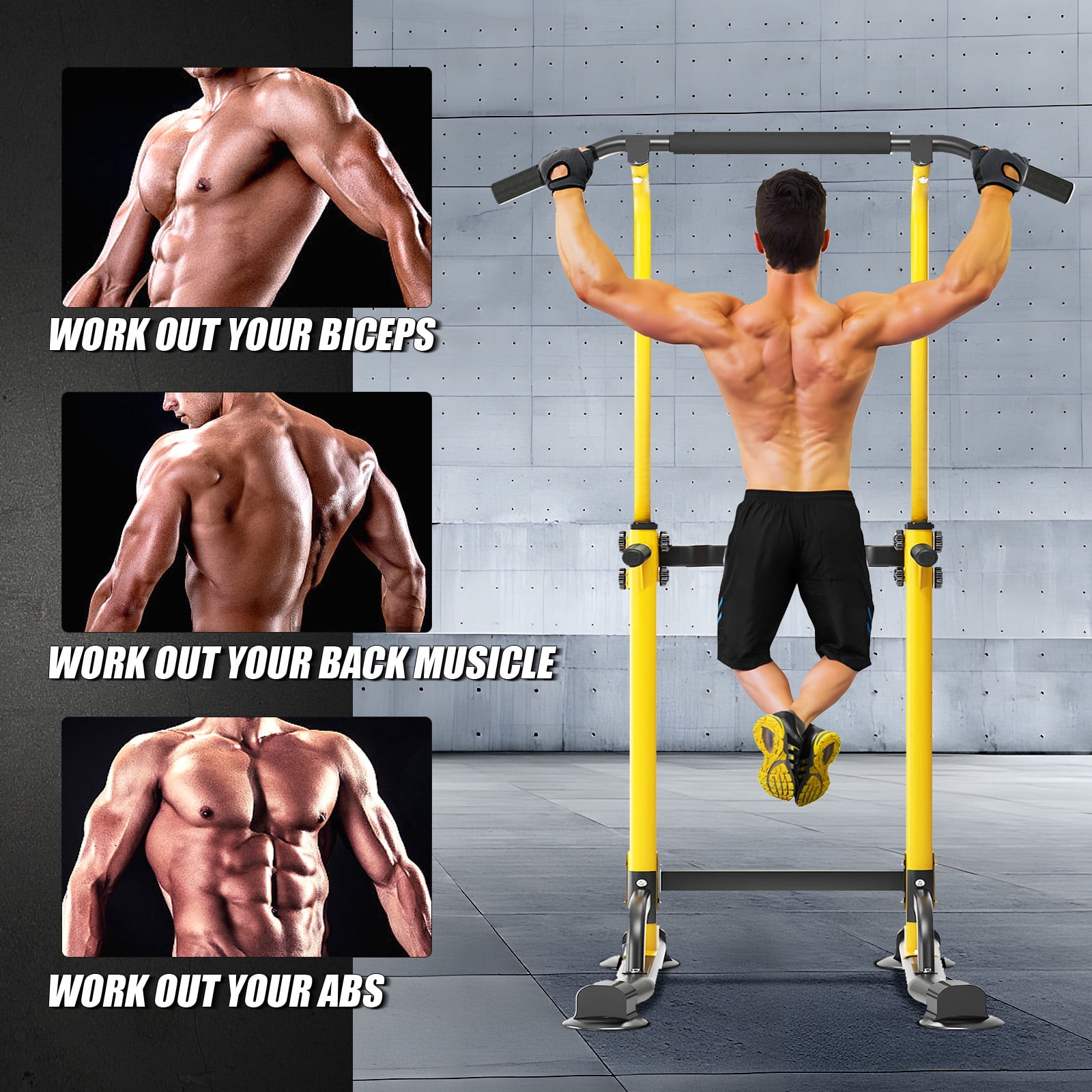 SogesPower Adjustable 83"H Pull up Bar Power Tower Multifunctional Fitness Station for Home