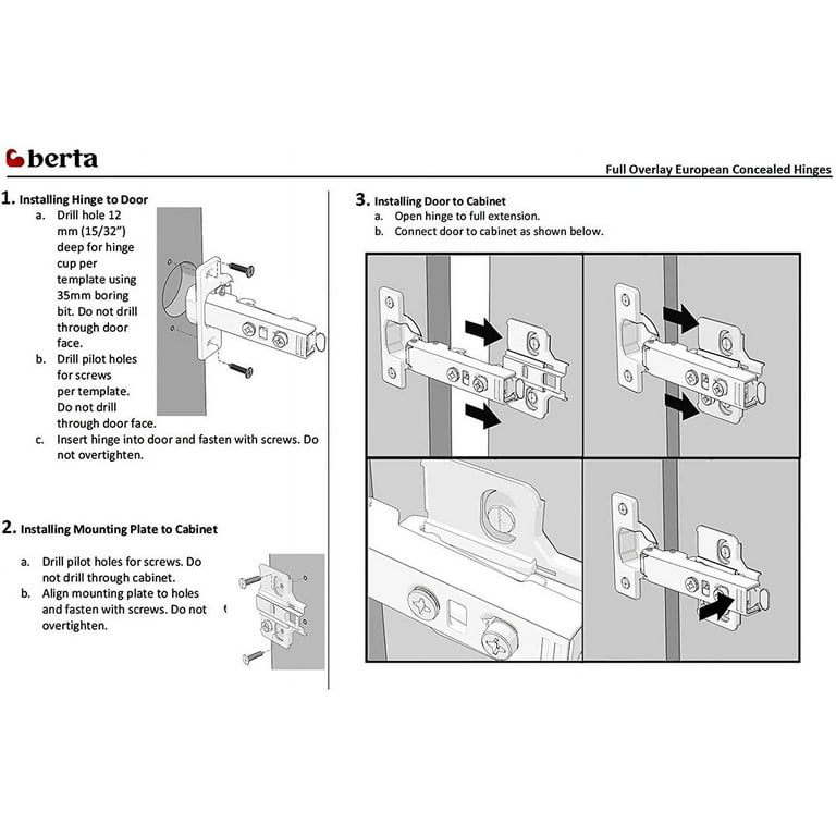 Full Overlay 110 Deg. Opening Concealed Hinge For Frameless Cabinets (2-Pack) Full Overlay 110 Deg. Opening Concealed Hinge For Frameless Cabinets (2-Pack)