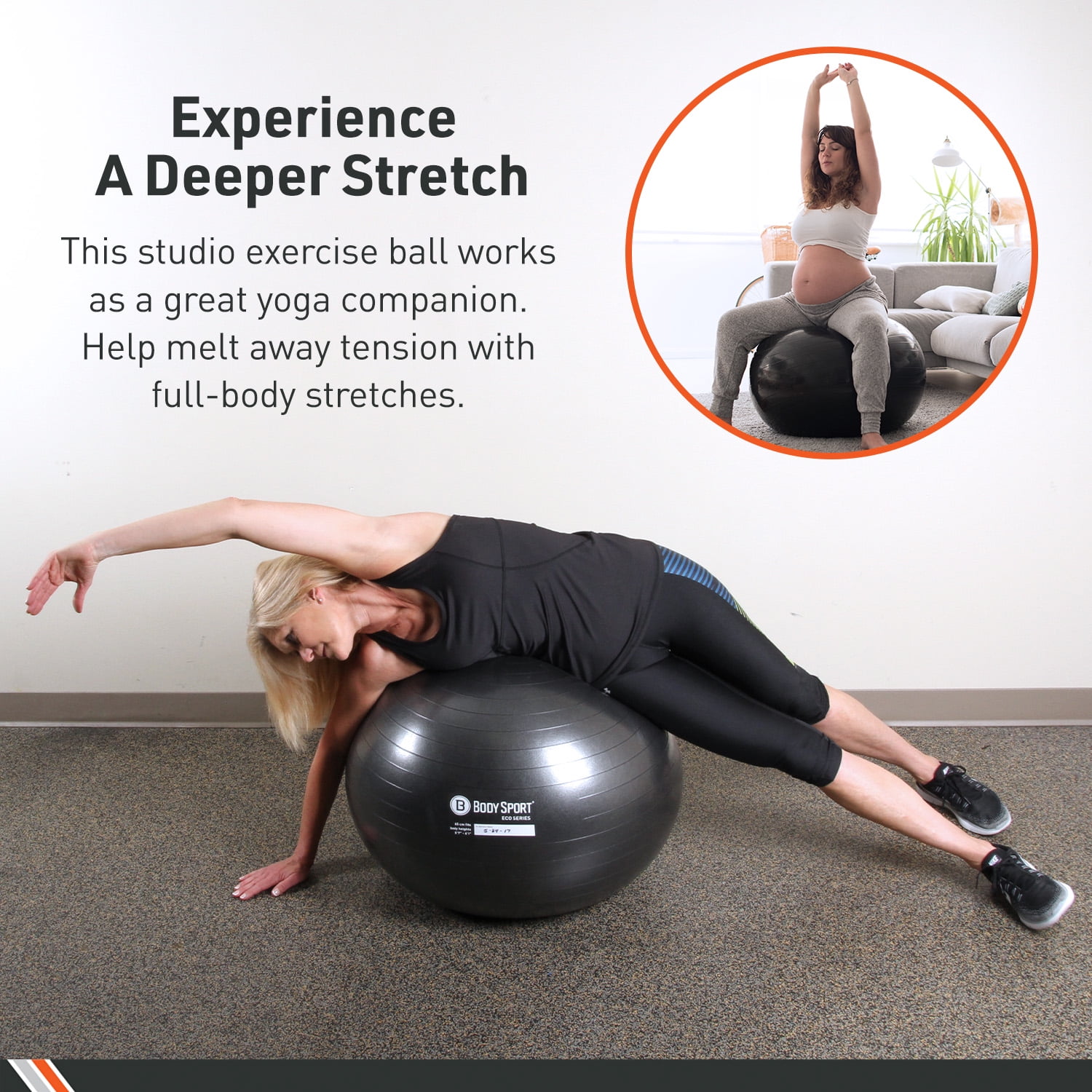 Body Sport Studio Series Charcoal Fitness Ball - 65cm