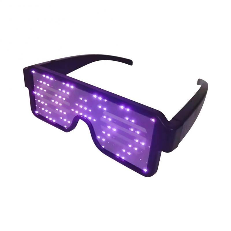 Novelty Party Favor Glowing Luminous Eyeglasses Pink Dynamic LED Glasses USB Rechargeable Wireless LED Light Up Glasses