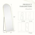 thumbnail image 2 of Zunmos 64"x21" Arched Full-Length Mirror with Stand or Wall, Gold Aluminum Frame for Bedroom or Livingroom, 2 of 7
